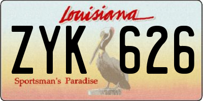 LA license plate ZYK626