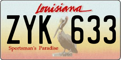 LA license plate ZYK633