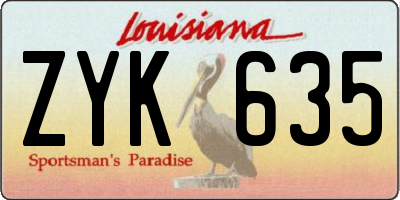 LA license plate ZYK635