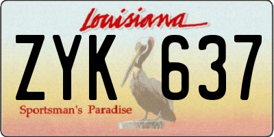 LA license plate ZYK637