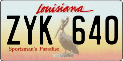 LA license plate ZYK640