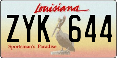 LA license plate ZYK644
