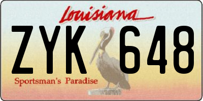 LA license plate ZYK648