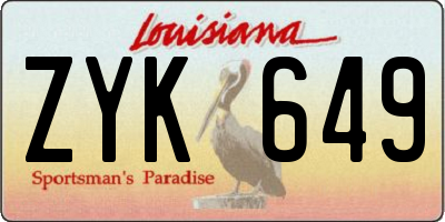 LA license plate ZYK649