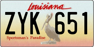 LA license plate ZYK651