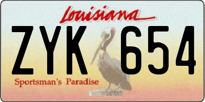 LA license plate ZYK654