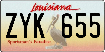 LA license plate ZYK655