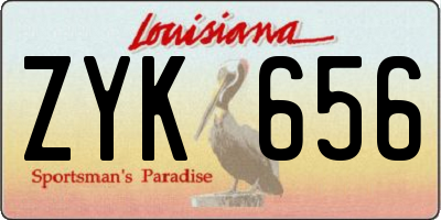 LA license plate ZYK656