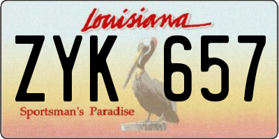 LA license plate ZYK657