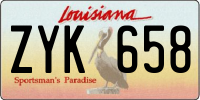 LA license plate ZYK658