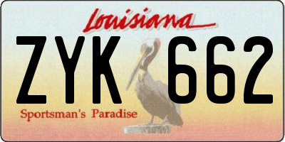 LA license plate ZYK662