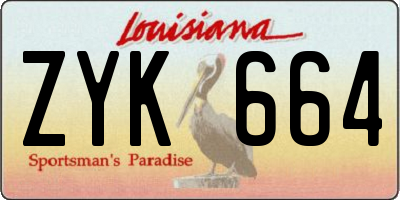 LA license plate ZYK664