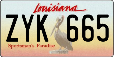 LA license plate ZYK665