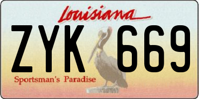 LA license plate ZYK669