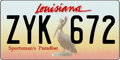 LA license plate ZYK672