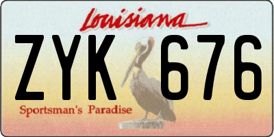 LA license plate ZYK676