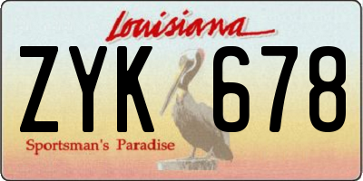 LA license plate ZYK678