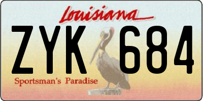 LA license plate ZYK684