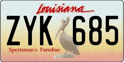 LA license plate ZYK685