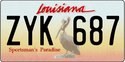 LA license plate ZYK687