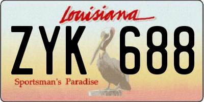 LA license plate ZYK688