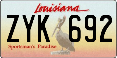 LA license plate ZYK692