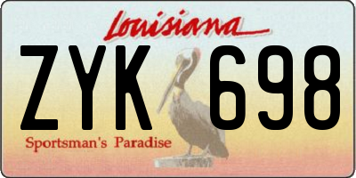 LA license plate ZYK698