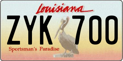 LA license plate ZYK700