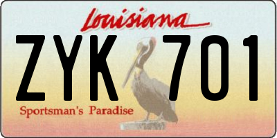 LA license plate ZYK701