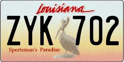 LA license plate ZYK702