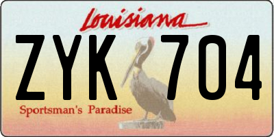 LA license plate ZYK704