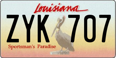 LA license plate ZYK707