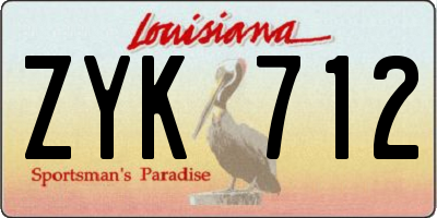 LA license plate ZYK712