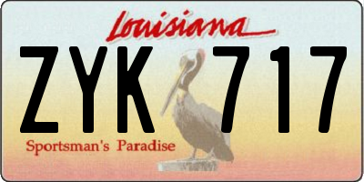 LA license plate ZYK717