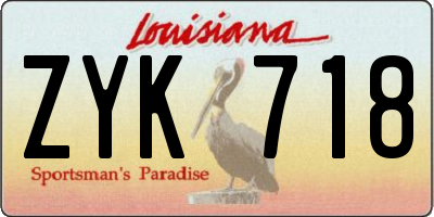 LA license plate ZYK718