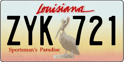 LA license plate ZYK721