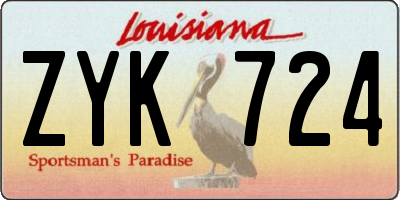 LA license plate ZYK724