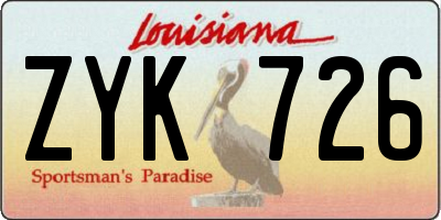 LA license plate ZYK726