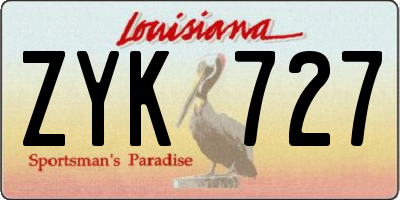 LA license plate ZYK727