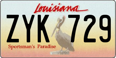 LA license plate ZYK729