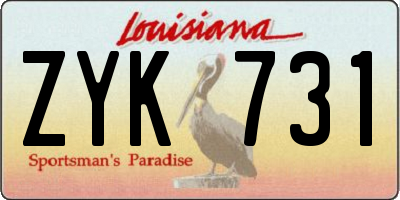 LA license plate ZYK731