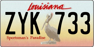 LA license plate ZYK733