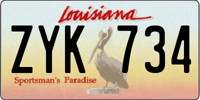 LA license plate ZYK734