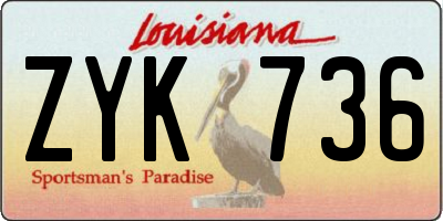 LA license plate ZYK736