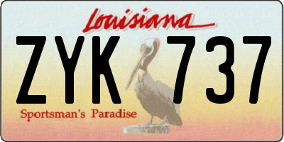 LA license plate ZYK737