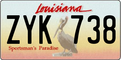 LA license plate ZYK738