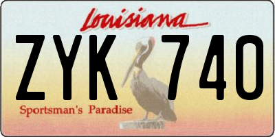 LA license plate ZYK740