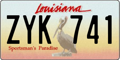 LA license plate ZYK741