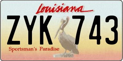 LA license plate ZYK743