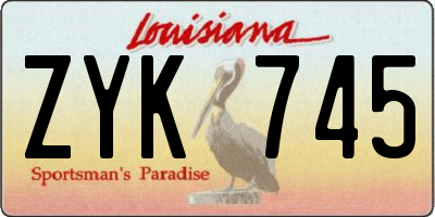 LA license plate ZYK745